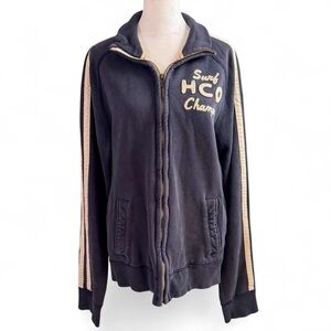 Hollister navy and white Zip-Up Jacket